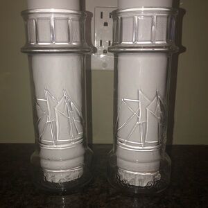 Red Lobster Lighthouse Sailboat Embossed Glasses Pair- Vintage